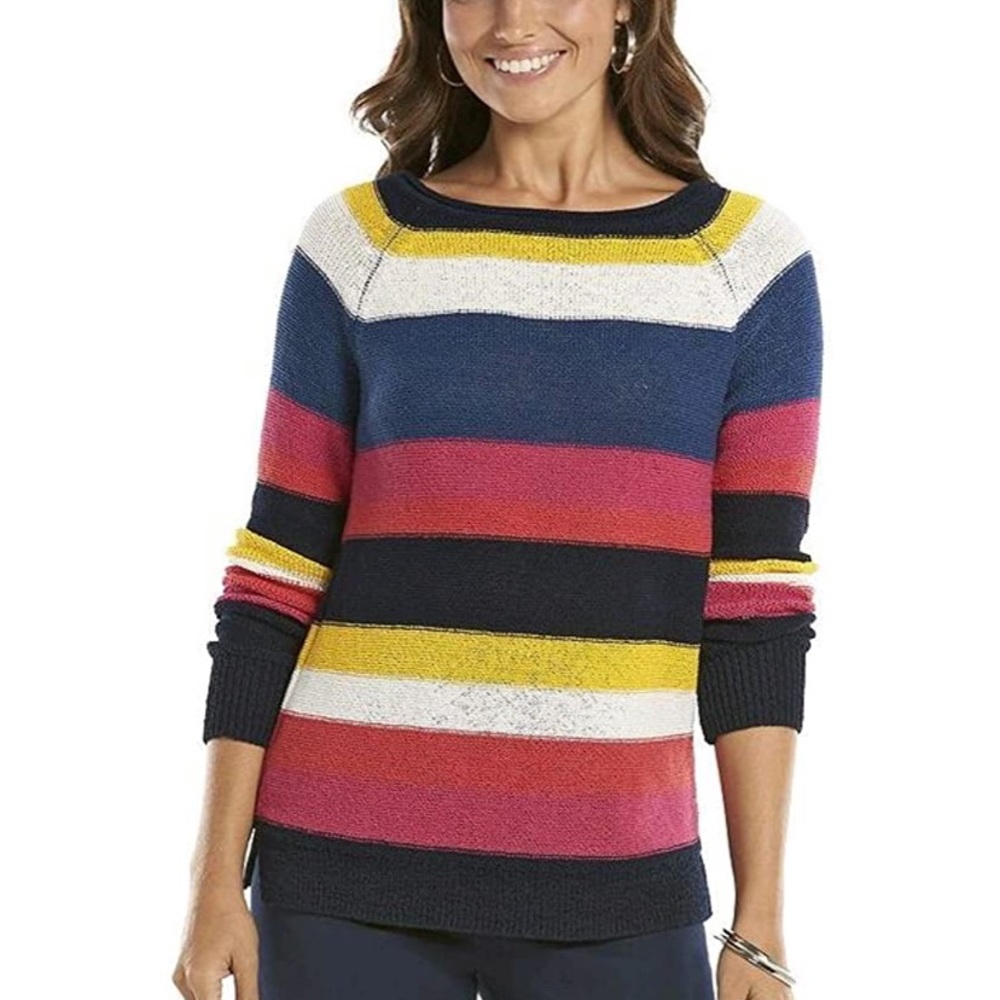 BOGO Chaps Striped Knit Boatneck Sweater